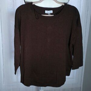 MELISSA PAIGE NWT 3/4 Sleeve Scoop Neck Brown w/Buttons-up-the-Back Sweater XL